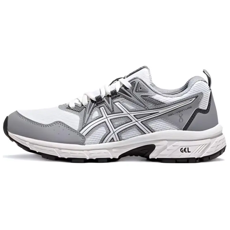 ASICS Scarpe da Corsa Gel-Venture 8 Ammortizzazione Rimbalzo Tessuto Pelle Sintetica Basse Scarpe da Corsa Donna Grigio Bianco 1012B637-100