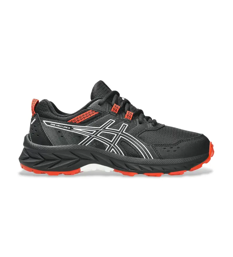 Asics unisex per bambino. 1014A276 Sneakers Pre Venture 9 nere, Nero, Basso, Stringhe, Casual, Sportivo, Outdoor, Multisport, moda pe
