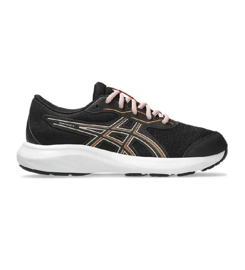 Asics unisex per bambino 1014A337 Sneakers nere Contend 9 Gs, Nero, Basso, Stringhe, Casual, Sportivo, Multisport, moda per bambini