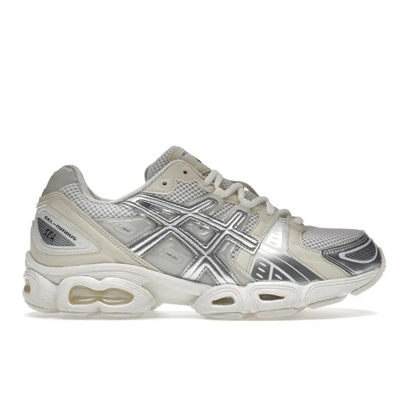 ASICS WIND AND SEA x Gel Nimbus 9 Bianco Argento Sneakers Unisex Argento Puro 1201A801-100 41 5