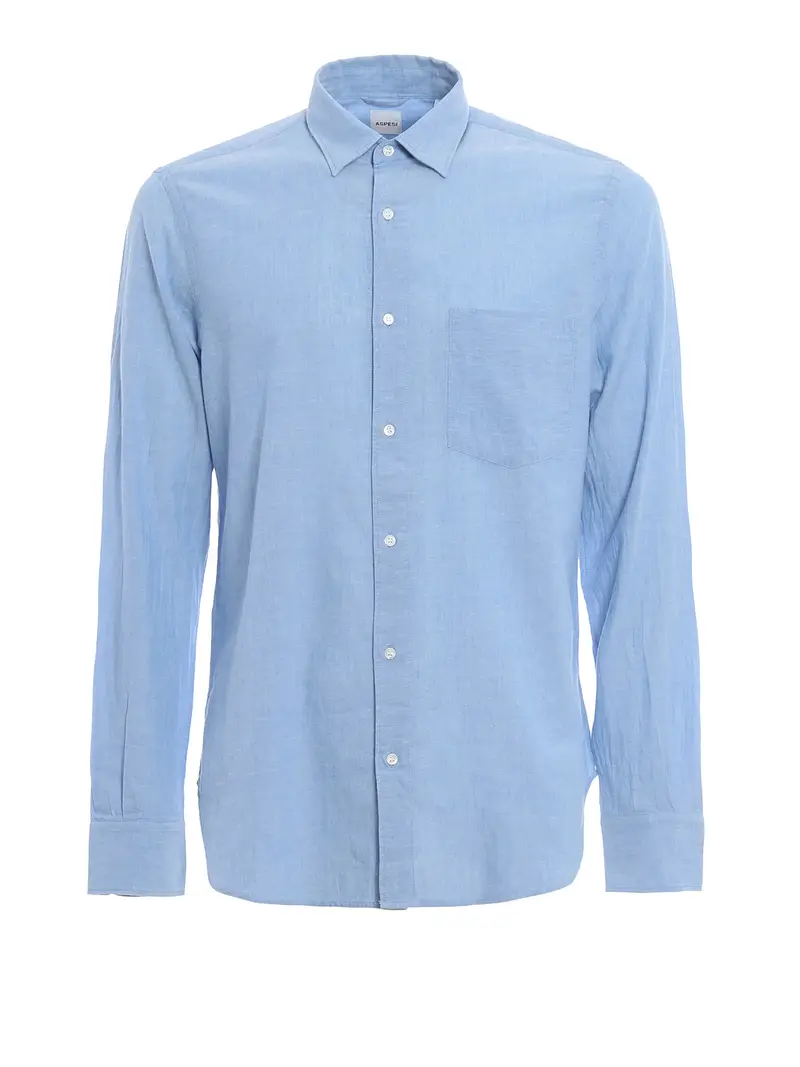 Camicia in cotone melange Azzurro