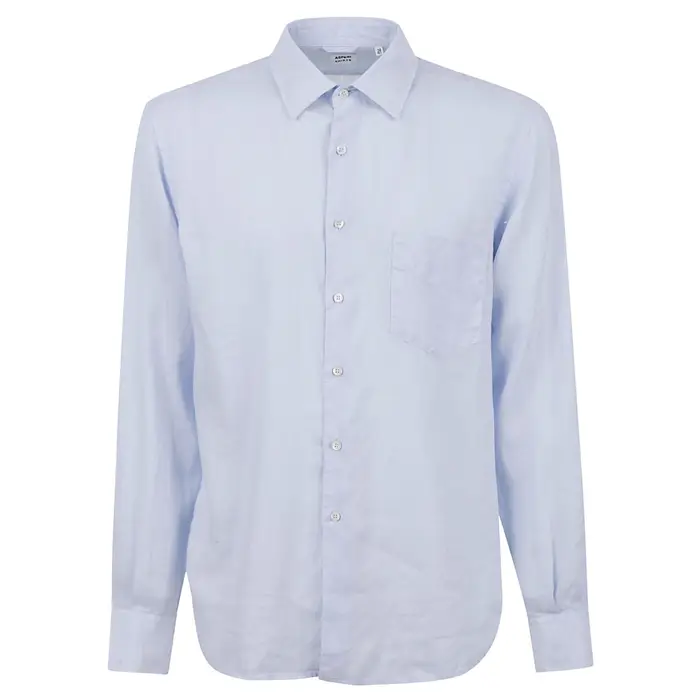 Aspesi camicia uomo con taschino in lino leggero celeste