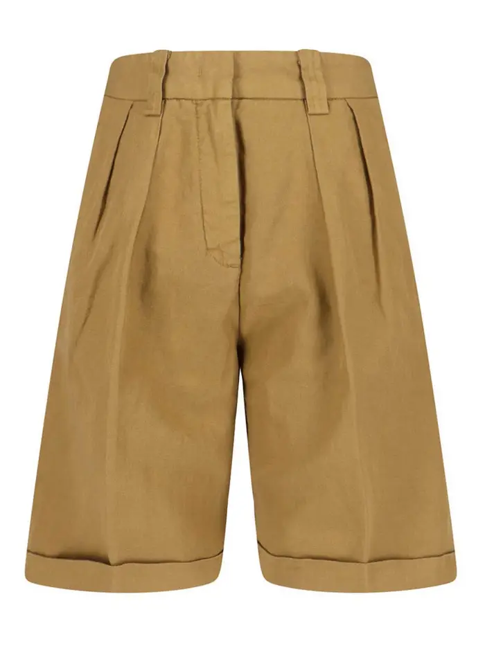 Aspesi Pantaloncini In Cotone E Lino Beige