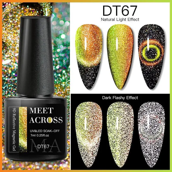 athena Nail Art Tips INCONTRARE ATTRAVERSO 7ml Cat Eye Gel magnetico Smalto per unghie Semipermanente Dynamic Glitter Gel per unghie