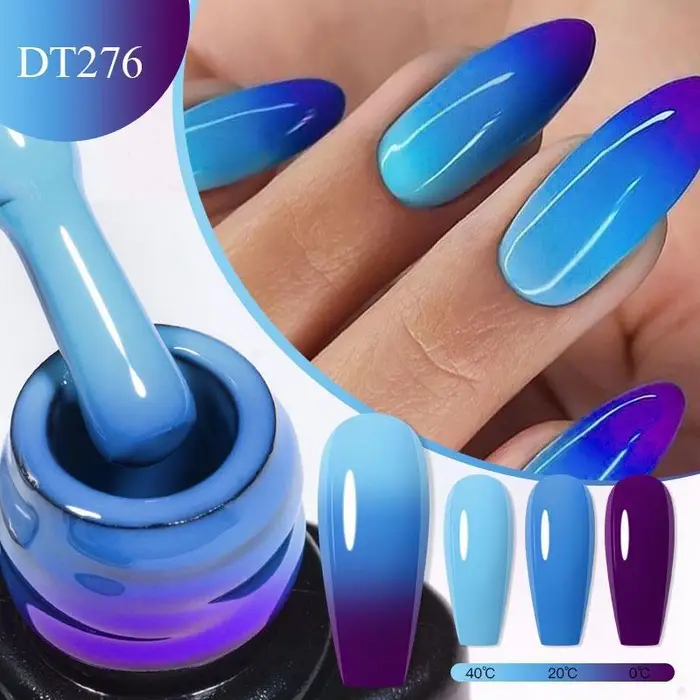 athena Nail Art Tips MEET ACROSS 7ml Purple Glitter Auroras Thermal Gel Nail Polish Inverno 3 strati Temperatura Colore Cambiante