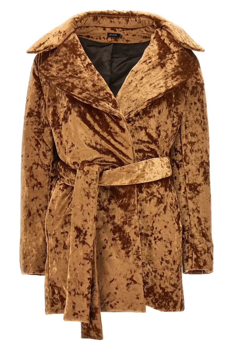 ATLEIN Cappotto Crushed Velvet Marrone