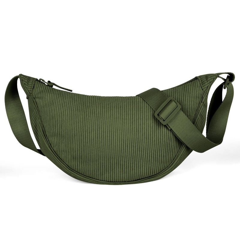 Aucuu Borsa Tracolla Velluto Coste Mezzaluna Donna