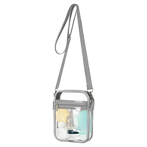 Aucuu Borsa Trasparente a Tracolla con Tracolla Regolabile, Approvata Dallo Stadio, in PVC Impermeabile per Concerti