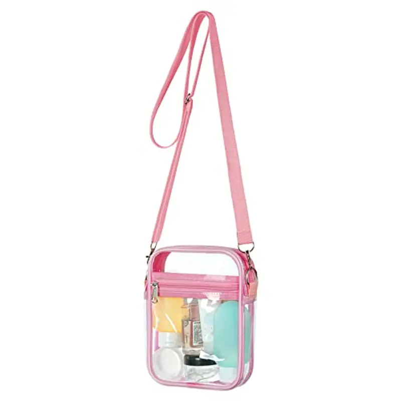 Aucuu Borsa Trasparente a Tracolla con Tracolla Regolabile, Approvata Dallo Stadio, in PVC Impermeabile per Concerti, Eventi Sportivi e