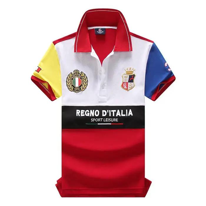 Polo da Uomo a Maniche Corte Stile Preppy Royal Elite Nobile Tempo Libero Sport Ricamo Cotone Top XXXXL rosso