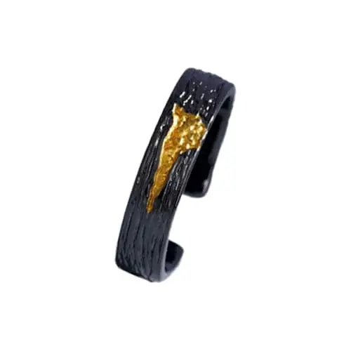 Auriselle Anello da Uomo Fiamma Regolabile Due Colori Anello Aperto Vintage Vichingo Retrò da Pollice Gotico Gioielli