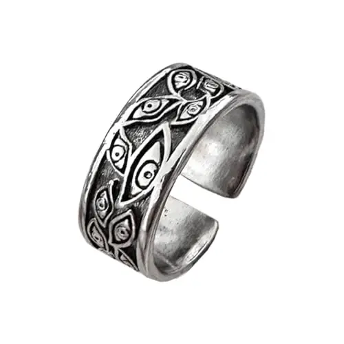 Auriselle Anello da Uomo Regolabile Occhio del Diavolo Vintage Vichingo Retrò Aperto Anello da Pollice Gotico Gioielli