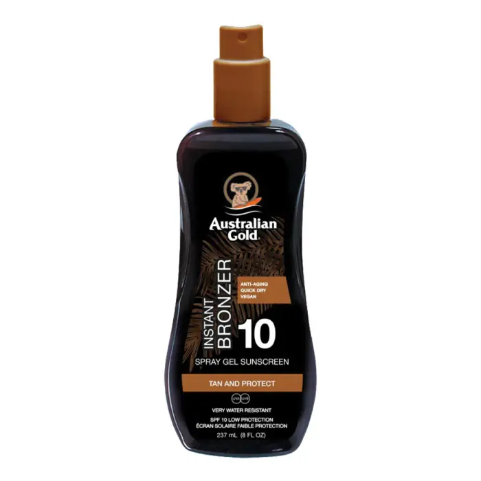 Australian Gold SPF10 Spray Gel with Instant Bronzer 237ml - Gel solare corpo bassa prot