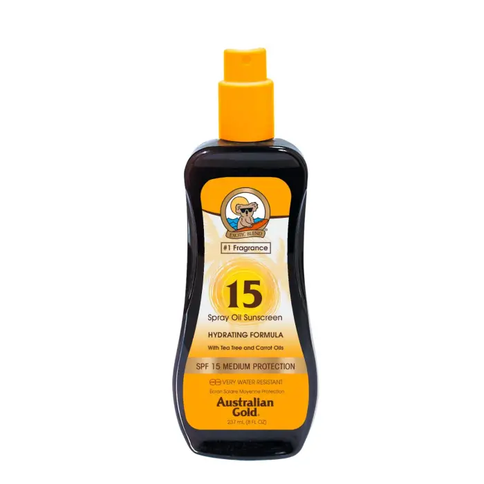 Australian Gold SPF15 Spray Oil with Tea Tree and Carrot 237ml - Olio solare corpo media prot