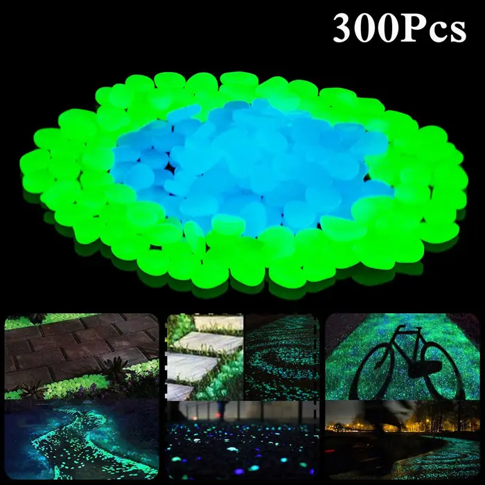 Automobile and motorcycle supplies 300 pietre luminose per esterni, pietre decorative per giardino, prato, ciottoli luminosi 300Pcs
