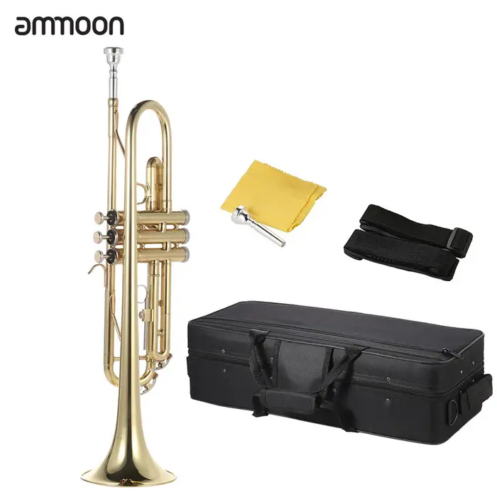 Automobile and motorcycle supplies ammoon Tromba Sib Flat Ottone Dorato Squisito Durevole Strumento Musicale con Bocchino Guanti Cinghia