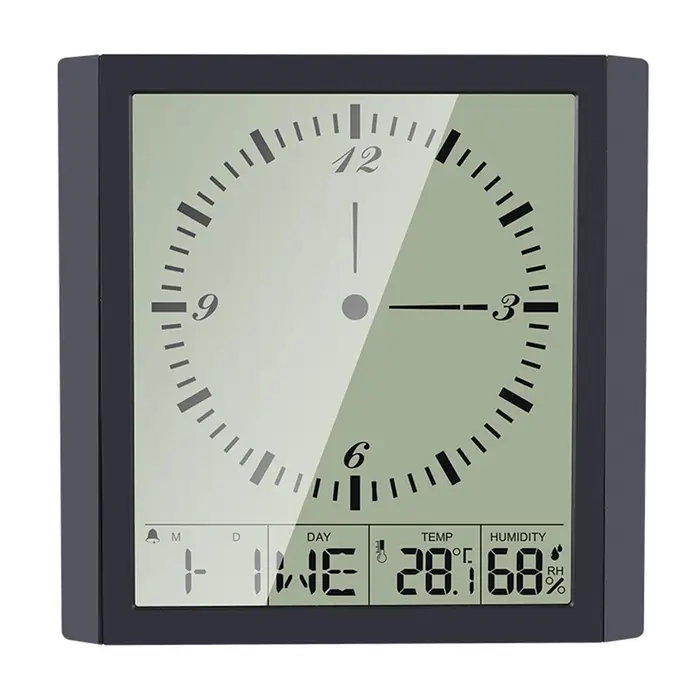 Automobile and motorcycle supplies Digital Multifunctional Thermo-Hygrometer Thermometer & Hygrometer & Square Clock Minimalist Wall nero