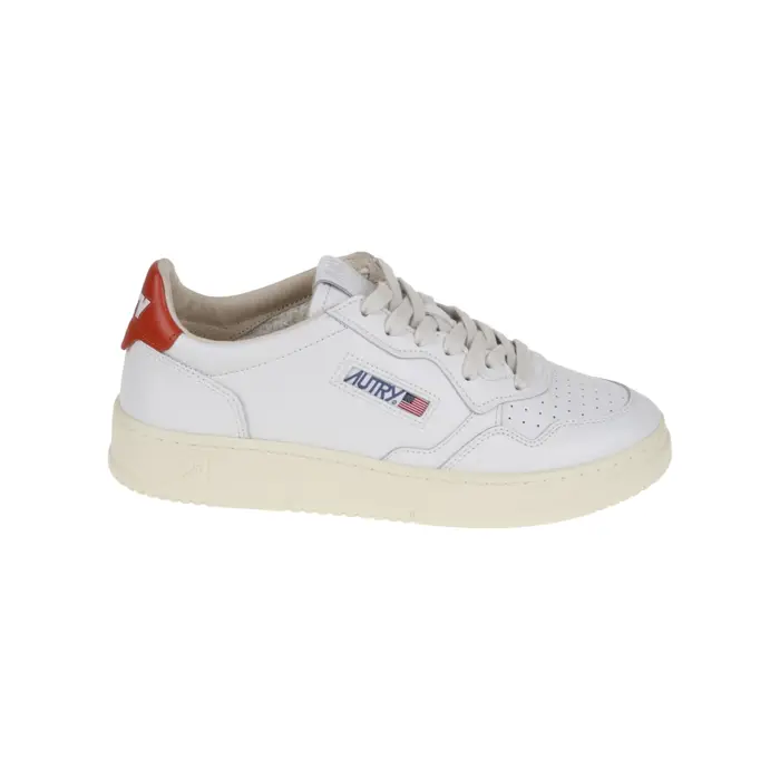 Autry scarpe uomo medalist in pelle bianca e rosso con logo in rilievo