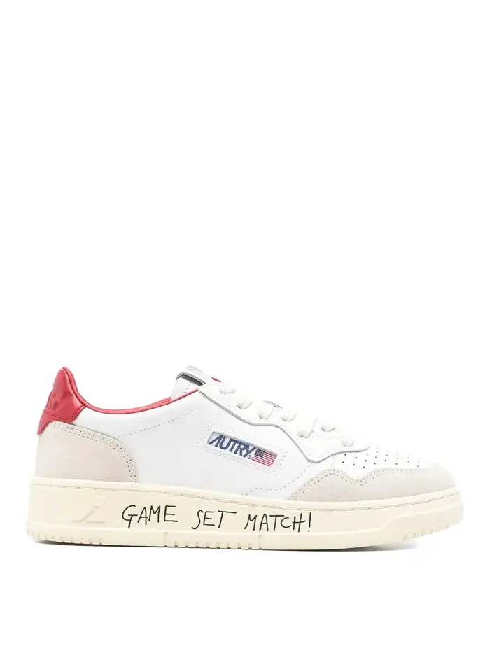 Autry Sneaker bassa in pelle selvatica rossa Bianco