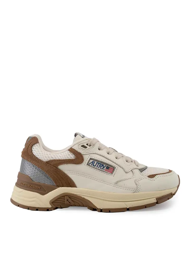 Autry Sneaker iperway in maglia e pelle scamosciata Beige