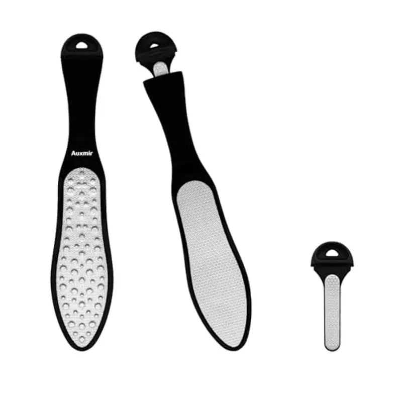 Auxmir Raspa Piedi Professionale in Acciaio Inox, Lima Piedi Talloni, Pedicure Professionale, Lima Corneale Doppia Faccia per Eliminare