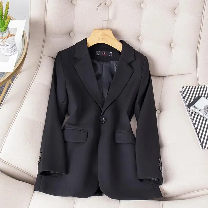 Giacca da abito da donna, primavera e autunno, nuova giacca casual a maniche lunghe, piccola, stile Hong Kong, ampia 2XL