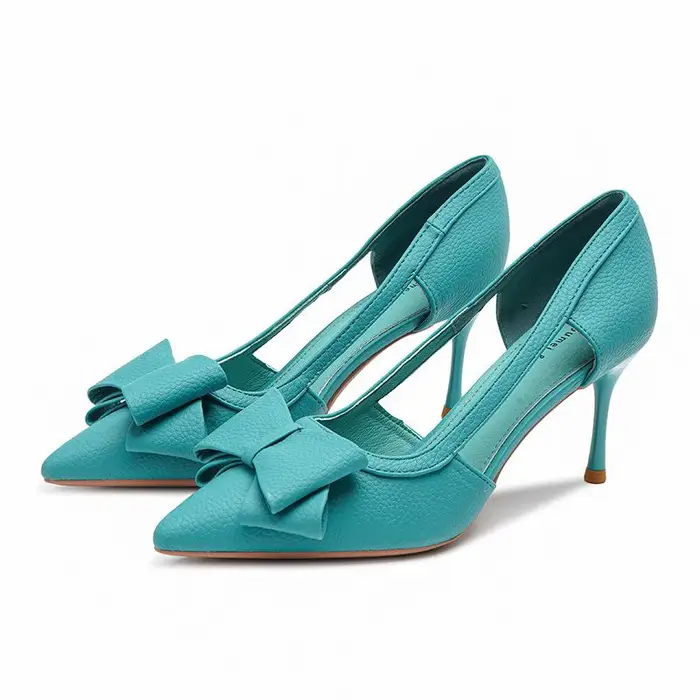 Scarpe a Punta con Tacco Alto a Stiletto Sandali Estivi da Donna con Fiocco Temperamento Femminile Scarpe Singole Francesi Donna 39