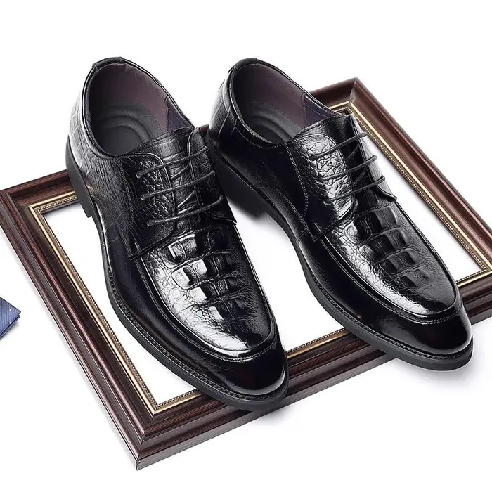 Scarpe da uomo in rilievo con strato superiore in pelle bovina, allacciate, fatte a mano, in vera pelle, casual, da lavoro, in pelle, alla moda maschile 44