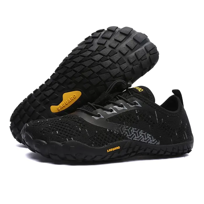 Scarpe da uomo minimaliste a piedi nudi, a caduta zero, unisex, larghe, alla moda, in rete traspirante, con punta larga e suola morbida 37 nero