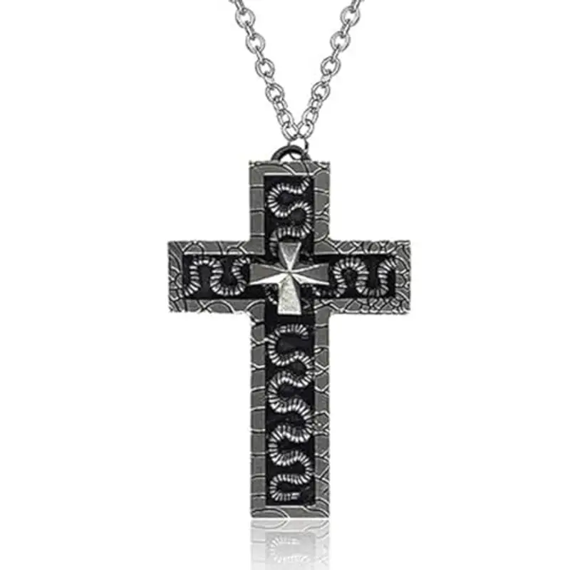 AVZYARDY Collana con ciondolo a forma di croce del gioco Squids, Collana a croce con scomparto segreto, Collana di calamari gioco, Croce