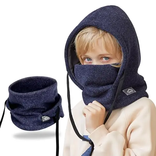 AYPOW Passamontagna Invernale in Pile Termico Bambini 4-10Anni, Maschera da Sci Termico Antivento Multifunzionale