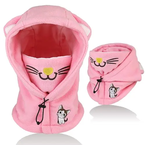 AYPOW Passamontagna Invernale in Pile Termico Bambini 4-12, Maschera da Sci Multifunzionale Antivento Regolabile
