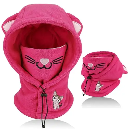 AYPOW Passamontagna Invernale in Pile Termico Bambini 4-12, Maschera da Sci Multifunzionale Antivento Regolabile