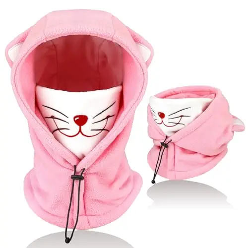 AYPOW Passamontagna Invernale in Pile Termico Bambini 4-12Anni, Maschera da Sci Multifunzionale Antivento Regolabile