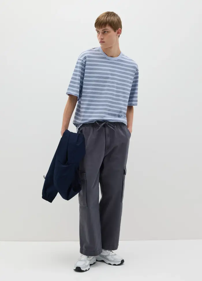 B ANGEL Joggers Cargo A Gamba Larga Con Coulisse, Uomo, Grigio