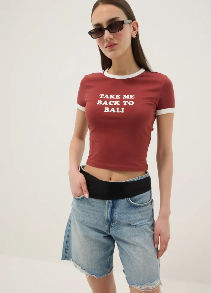 B ANGEL T-shirt In Cotone Elasticizzato Rossa Regular Fit Con Stampa, Donna, Multicolor