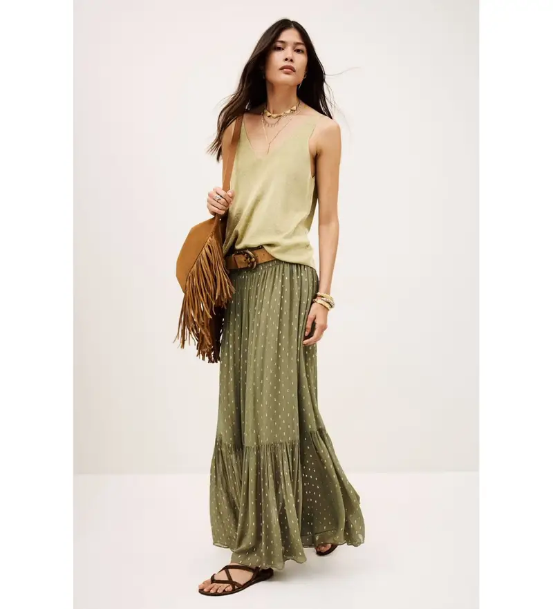 BA&SH per donna. 1H25MAGD Gonna Magda verde, Casual, Viscosa