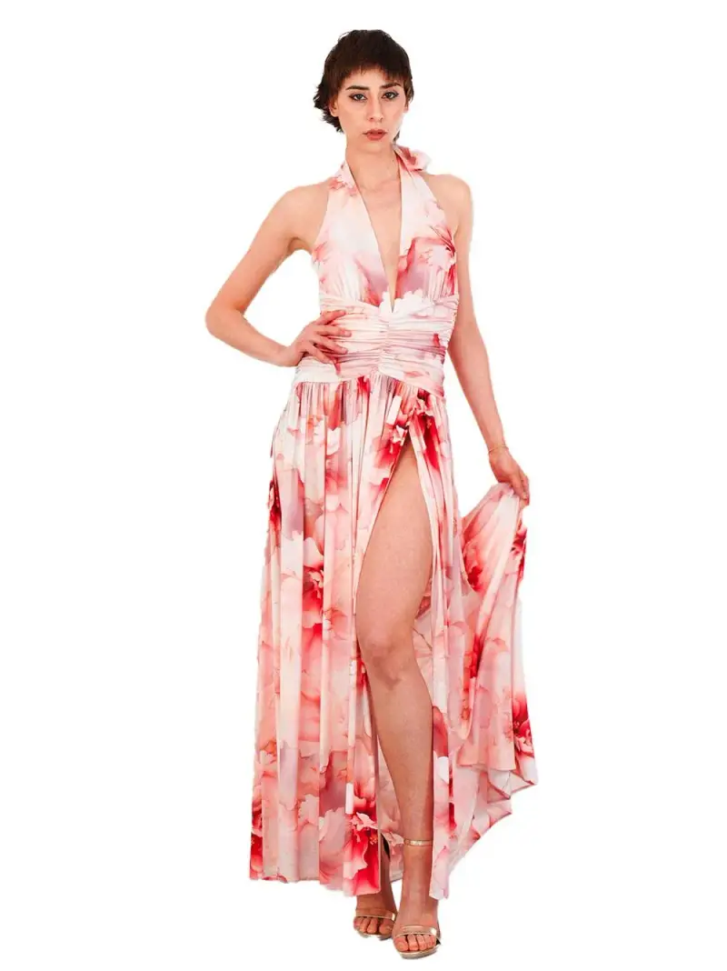 BABYLON COLLECTION Abito rosa con fantasia floreale