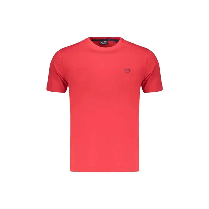 Baci&Abbracci T-Shirt Maniche Corte Uomo Rossa Ricamo Rosso