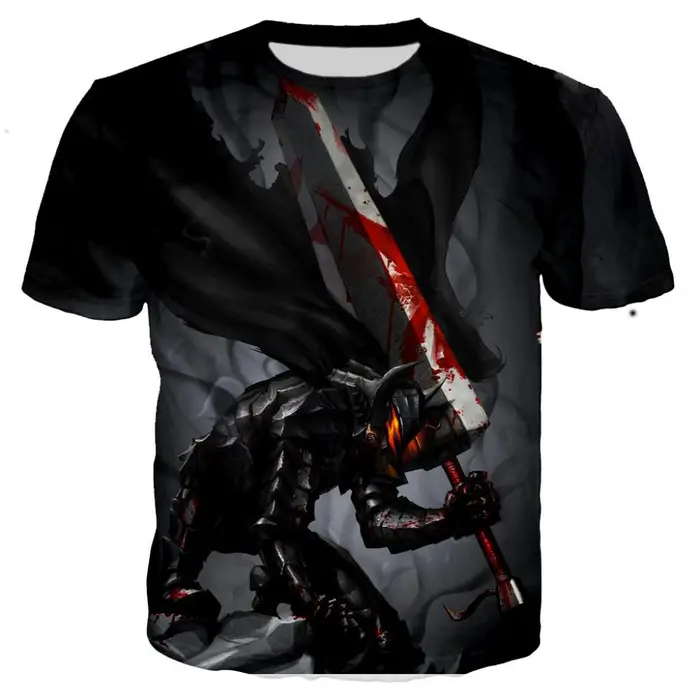 T-shirt Berserk da uomo T-shirt stampate in 3D T-shirt moda casual stile Harajuku T-shirt streetwear oversize XXXXL