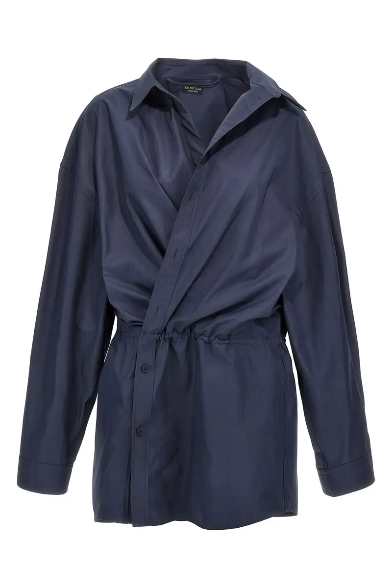 BALENCIAGA Abito Stile Camicia Mini Blu