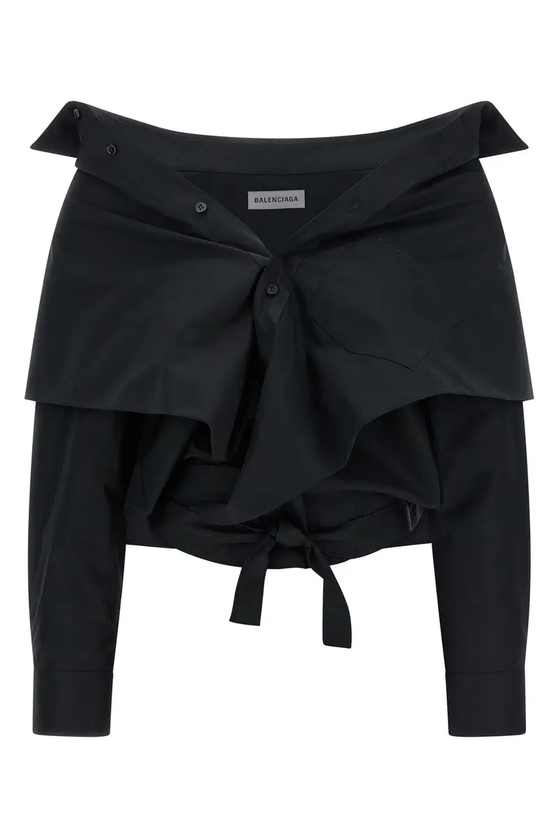 BALENCIAGA Camicia Crop Off The Shoulder Nero