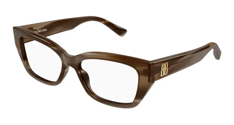 Balenciaga Donna BB0483O 004 Montature da vista Acetato Marrone Trasparente Squadrata