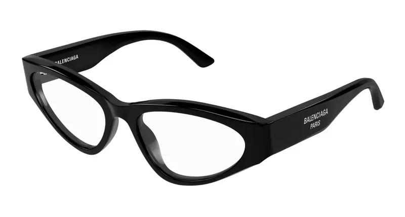 Balenciaga Donna BB0391O 001 Montature da vista Acetato Nero Trasparente Cat Eye