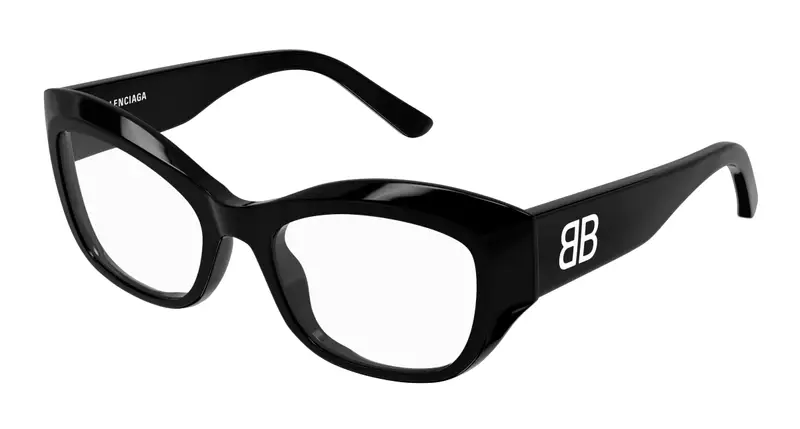 Balenciaga Donna BB0398O 001 Montature da vista Acetato Nero Trasparente Farfalla