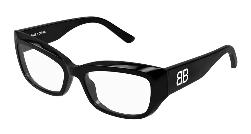 Balenciaga Donna BB0399O 001 Montature da vista Acetato Nero Trasparente Squadrata