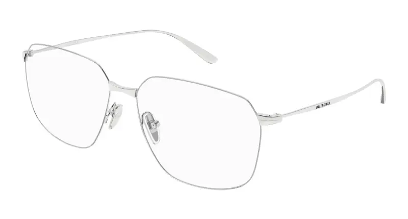 Balenciaga Donna BB0414O 002 Montature da vista Acetato Argento Trasparente Squadrata