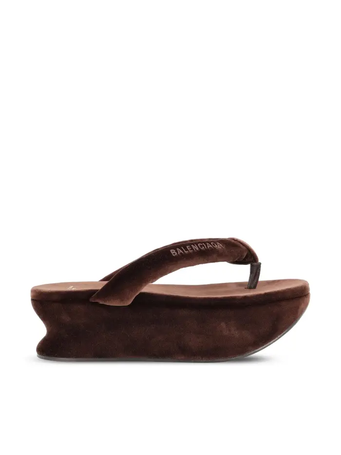 BALENCIAGA Infradito Gaeta In Velluto MARRONE