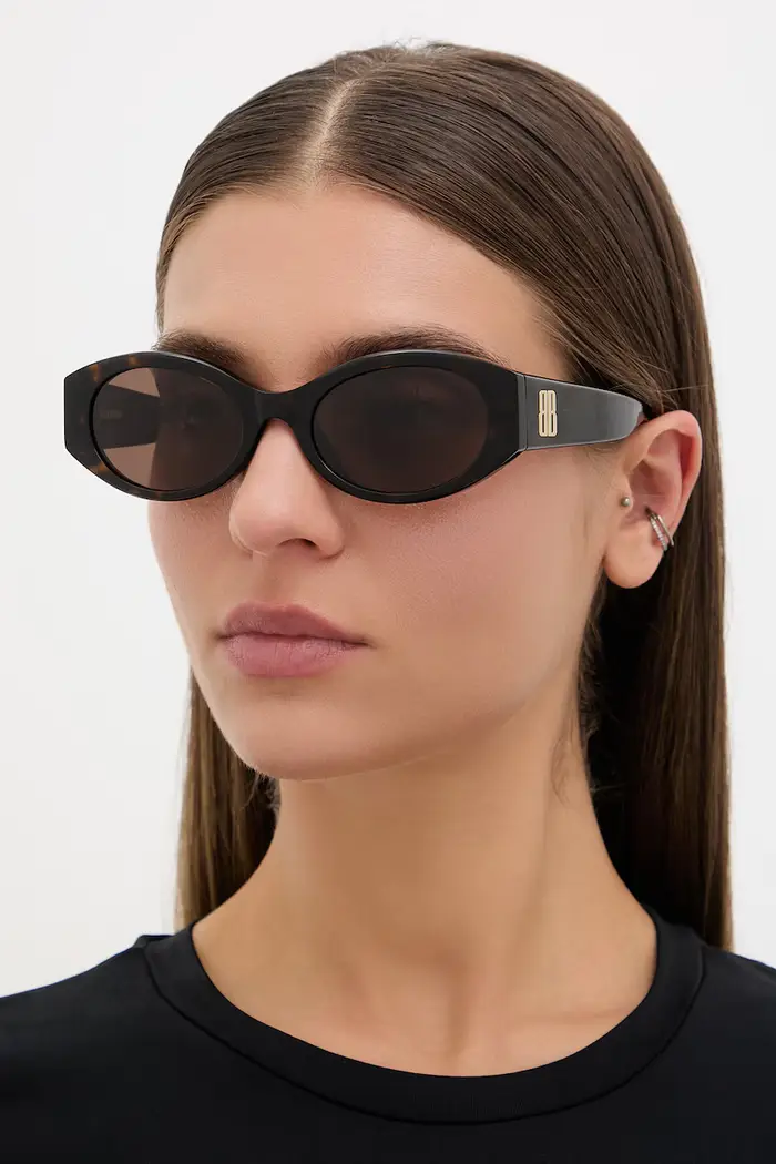 Balenciaga Occhiali da sole rotondi da donna Marrone