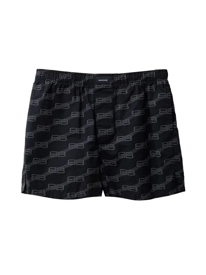 Balenciaga Pantaloncino Shorts con Logo Allover NERO
